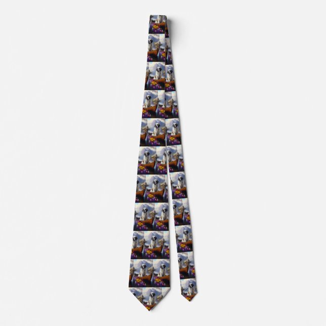 Saint Bernard on a Paddle: A Scenic Adventure Neck Tie (Front)