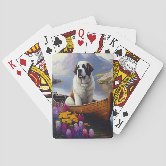 Saint Bernard on a Paddle: A Scenic Adventure Poker Cards (Back)