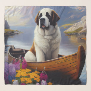 Saint Bernard on a Paddle: A Scenic Adventure Scarf