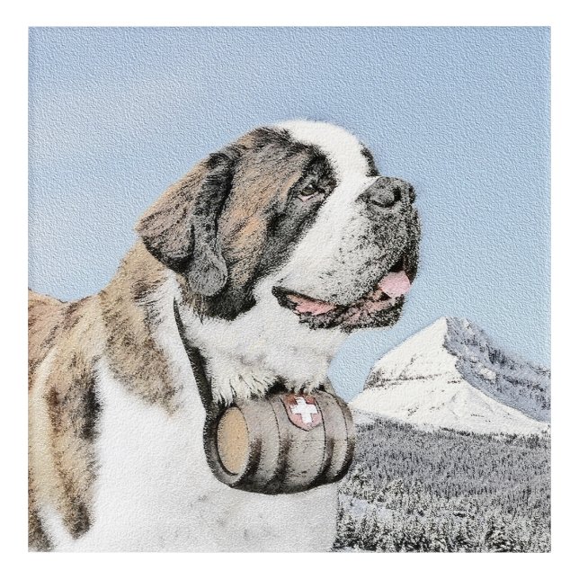 Saint Bernard Painting - Cute Original Dog Art (Front)