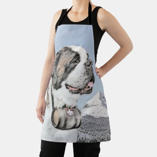 Saint Bernard Painting - Cute Original Dog Art Apron (Insitu)