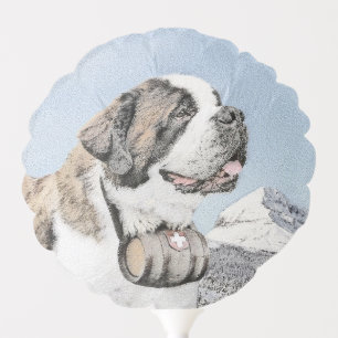 Saint Bernard Painting - Cute Original Dog Art Balloon