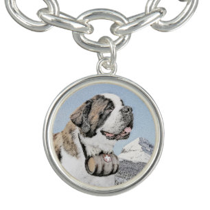Saint Bernard Painting - Cute Original Dog Art Bracelet