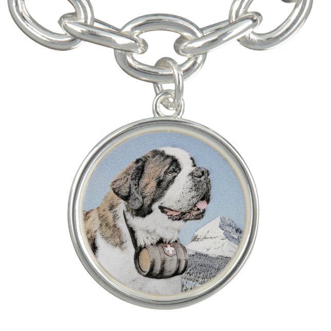 Saint Bernard Painting - Cute Original Dog Art Bracelet (Design)