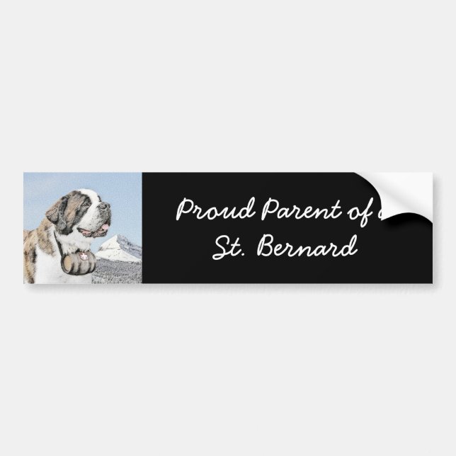 Saint Bernard Painting - Cute Original Dog Art Bumper Sticker (Front)