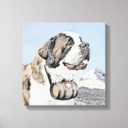 Saint Bernard Painting _ Cute Original Dog Art Canvas Print