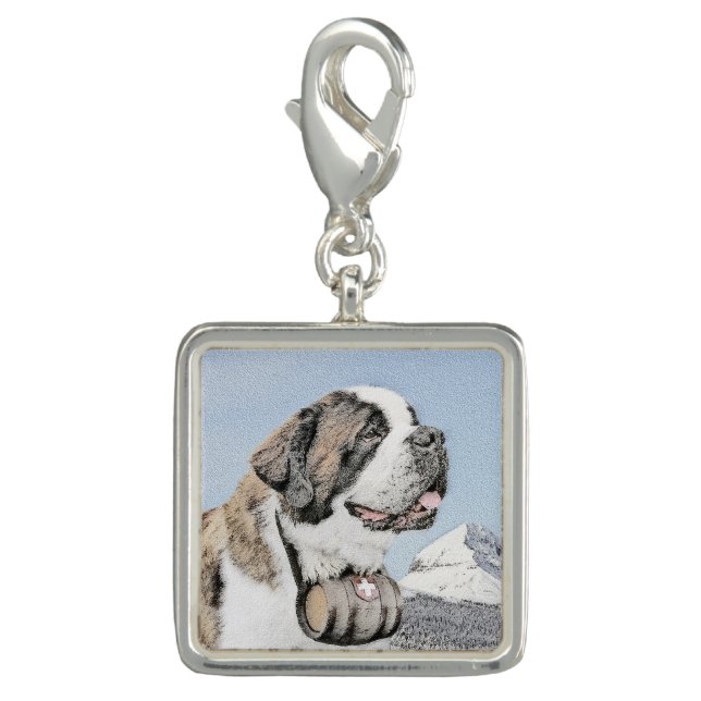 Saint Bernard Painting - Cute Original Dog Art Charm (Front)