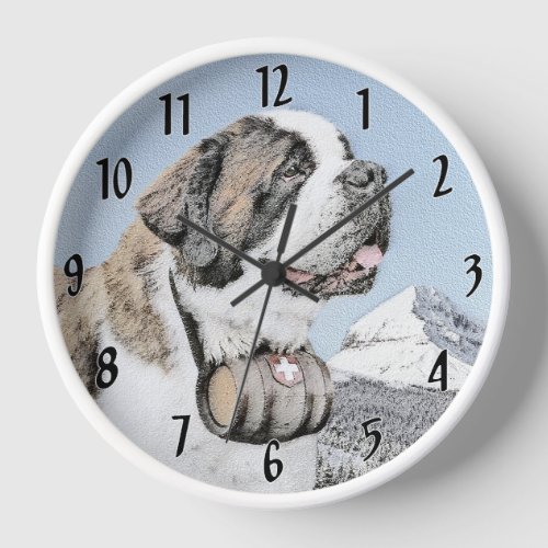 Saint Bernard Painting _ Cute Original Dog Art Clock