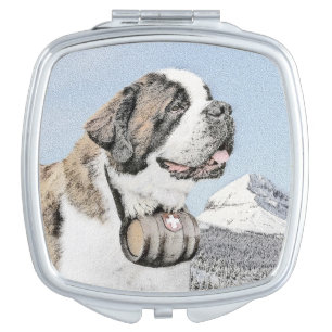 Saint Bernard Painting - Cute Original Dog Art Compact Mirror