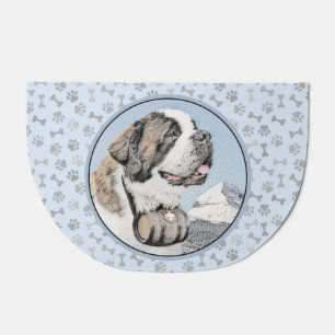 Saint Bernard Painting - Cute Original Dog Art Doormat
