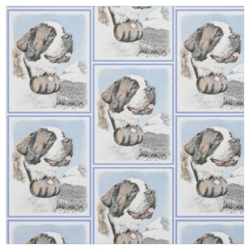 Saint Bernard Painting - Cute Original Dog Art Fabric