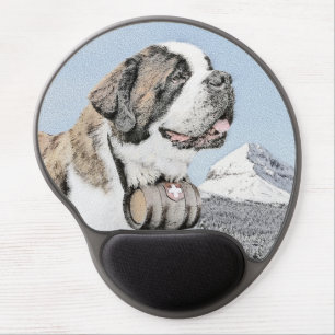 Saint Bernard Painting - Cute Original Dog Art Gel Mouse Pad