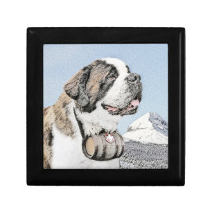 Saint Bernard Painting - Cute Original Dog Art Gift Box