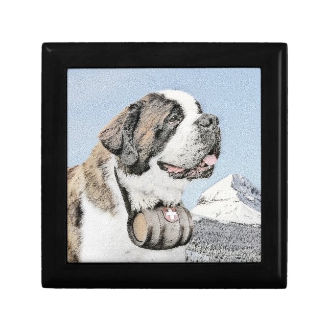 Saint Bernard Painting - Cute Original Dog Art Gift Box (Front)