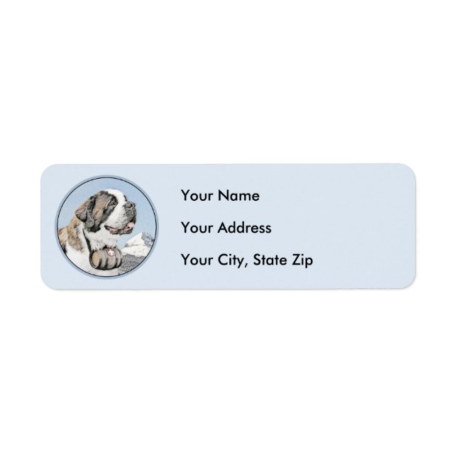 Saint Bernard Painting - Cute Original Dog Art Label (Front)