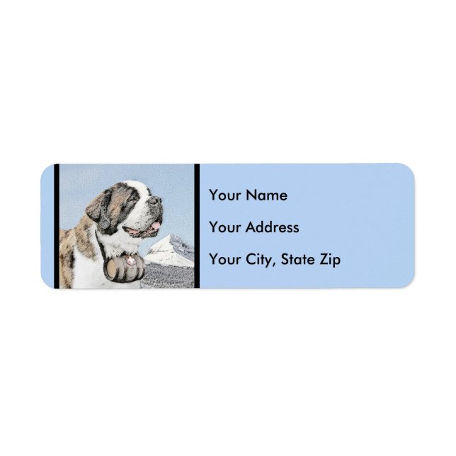 Saint Bernard Painting - Cute Original Dog Art Label (Front)