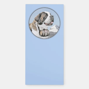 Saint Bernard Painting - Cute Original Dog Art Magnetic Notepad