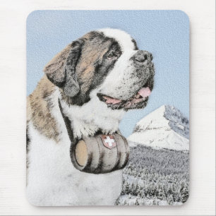 Saint Bernard Painting - Cute Original Dog Art Mouse Pad
