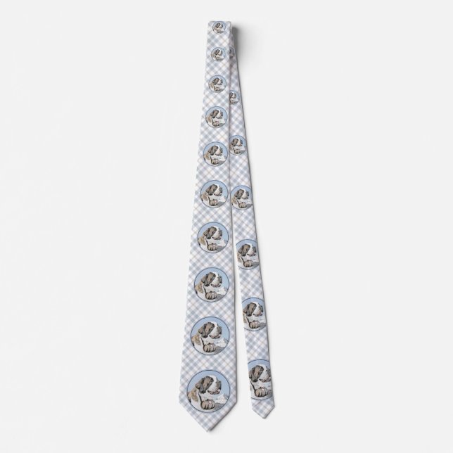 Saint Bernard Painting - Cute Original Dog Art Neck Tie (Front)