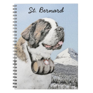 Saint Bernard Painting - Cute Original Dog Art Notebook