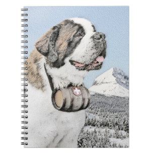 Saint Bernard Painting - Cute Original Dog Art Notebook