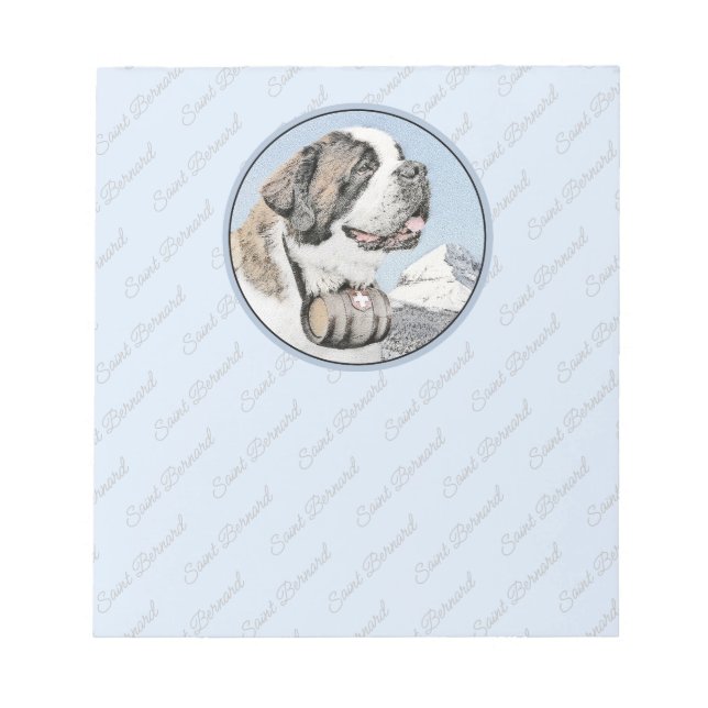 Saint Bernard Painting - Cute Original Dog Art Notepad (Front)