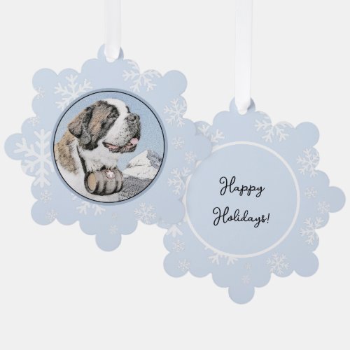 Saint Bernard Painting _ Cute Original Dog Art Ornament Card