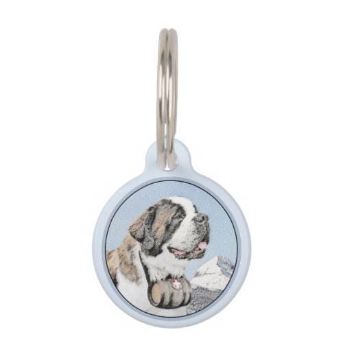 Saint Bernard Painting _ Cute Original Dog Art Pet ID Tag