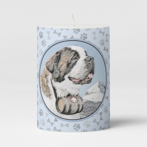 Saint Bernard Painting _ Cute Original Dog Art Pillar Candle