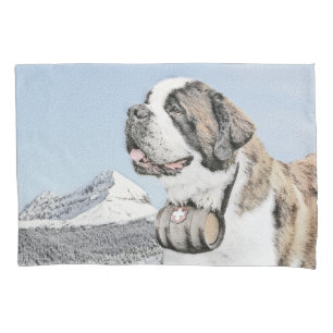 Saint Bernard Painting - Cute Original Dog Art Pillow Case