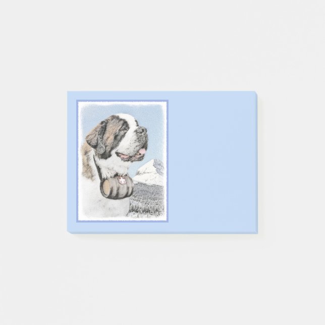 Saint Bernard Painting - Cute Original Dog Art Post-it Notes (Front)