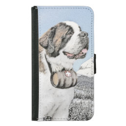 Saint Bernard Painting - Cute Original Dog Art Wallet Phone Case For Samsung Galaxy S5