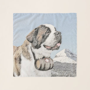 Saint Bernard Painting - Cute Original Dog Art Scarf