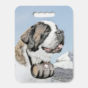 Saint Bernard Painting - Cute Original Dog Art Seat Cushion