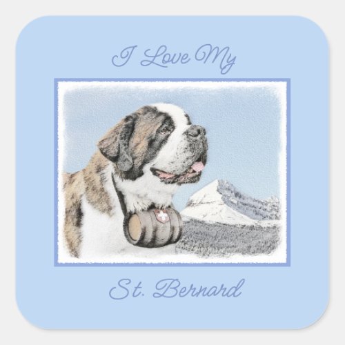 Saint Bernard Painting _ Cute Original Dog Art Squ Square Sticker