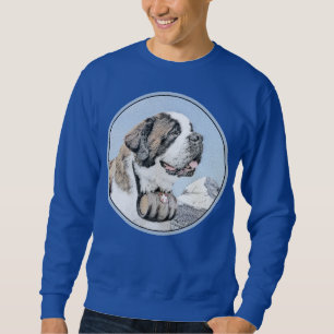 Saint Bernard Painting - Cute Original Dog Art Sweatshirt
