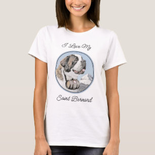 Saint Bernard Painting - Cute Original Dog Art T-Shirt