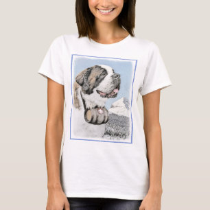 Saint Bernard Painting - Cute Original Dog Art T-Shirt