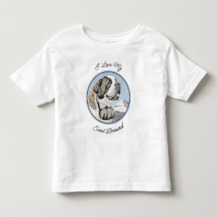 Saint Bernard Painting - Cute Original Dog Art Toddler T-shirt