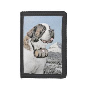 Saint Bernard Painting - Cute Original Dog Art Trifold Wallet