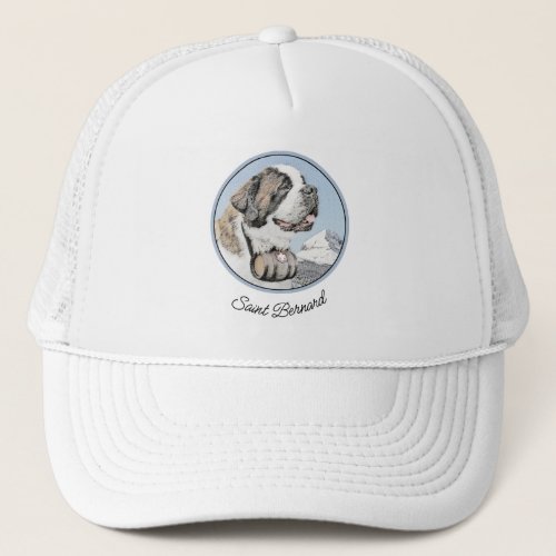 Saint Bernard Painting _ Cute Original Dog Art Trucker Hat