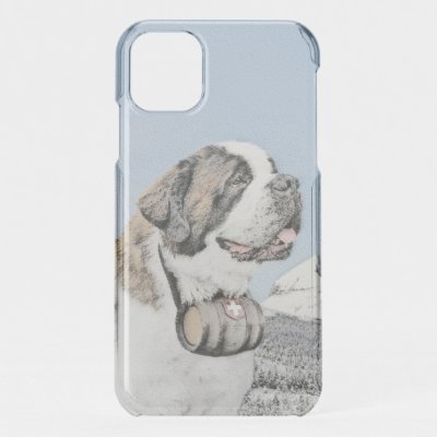 Saint Bernard Painting - Cute Original Dog Art iPhone 11 Case
