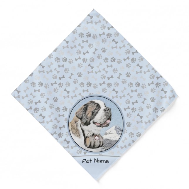 Saint Bernard Painting Rough St Original Dog Art Bandana (Front)