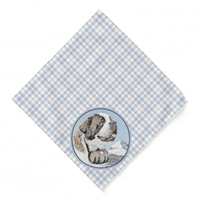 Saint Bernard Painting Rough St Original Dog Art Bandana (Front)