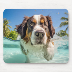 Saint Bernard Pet Dog Animal Fun Playing Mouse Pad