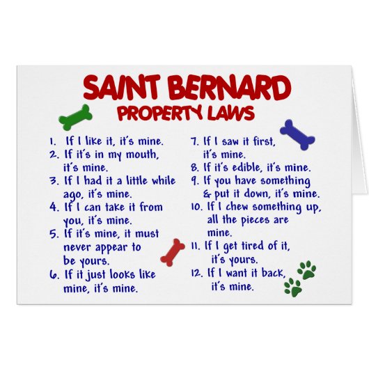SAINT BERNARD Property Laws 2 Cards (Front Horizontal)