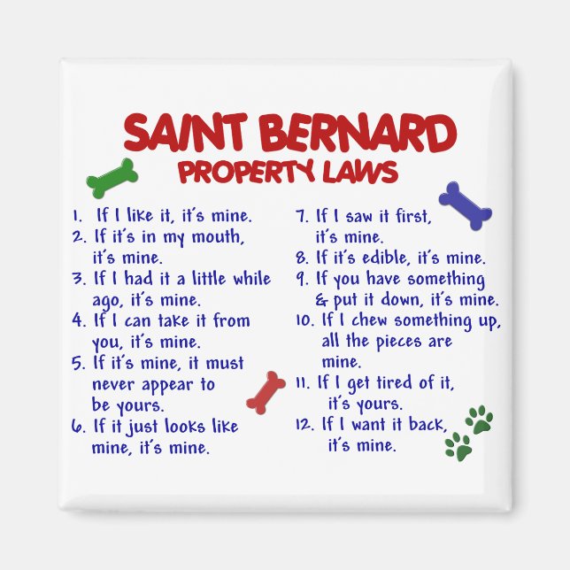 SAINT BERNARD Property Laws 2 Magnet (Front)