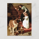 Saint Bernard Puppies Dog Mother Girl Elsley Postcard at Zazzle