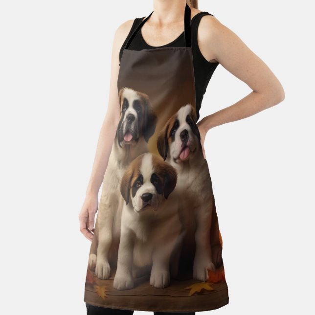 Saint Bernard Puppy Autumn Delight Pumpkin Apron (Insitu)