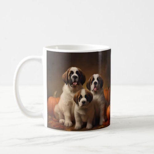 Saint Bernard Puppy Autumn Delight Pumpkin Coffee Mug